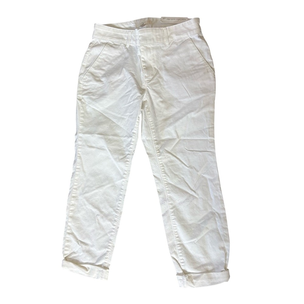 LOFT White Girlfriend Chino‎ Petite Cropped Pants